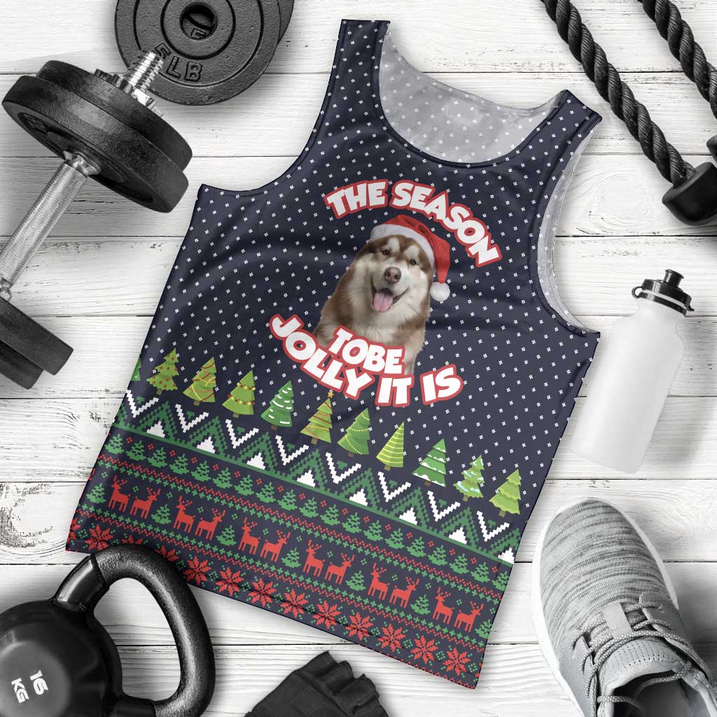 The Season To Be Jolly Siberian Husky Xmas Ball Christmas Men Tank Top Xmas Holiday Patterns - Wonder Print Shop