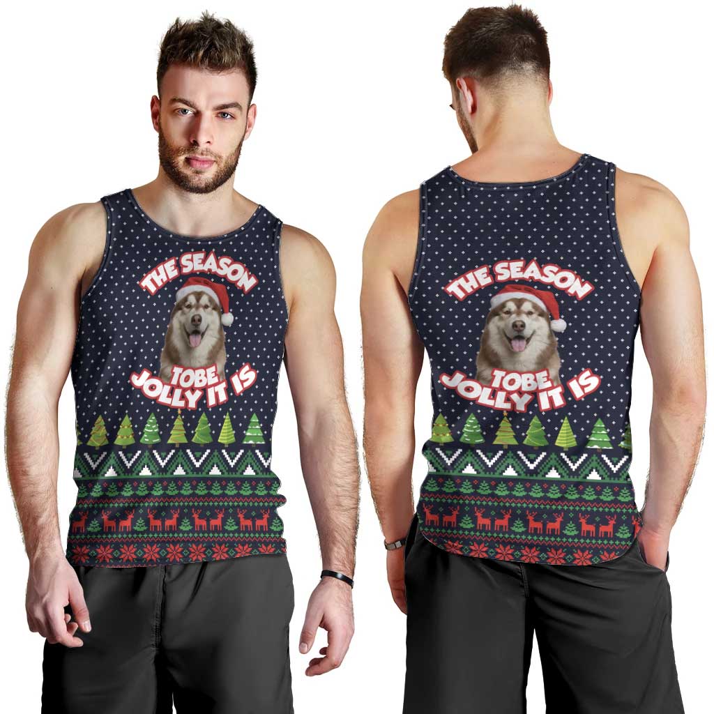 The Season To Be Jolly Siberian Husky Xmas Ball Christmas Men Tank Top Xmas Holiday Patterns - Wonder Print Shop