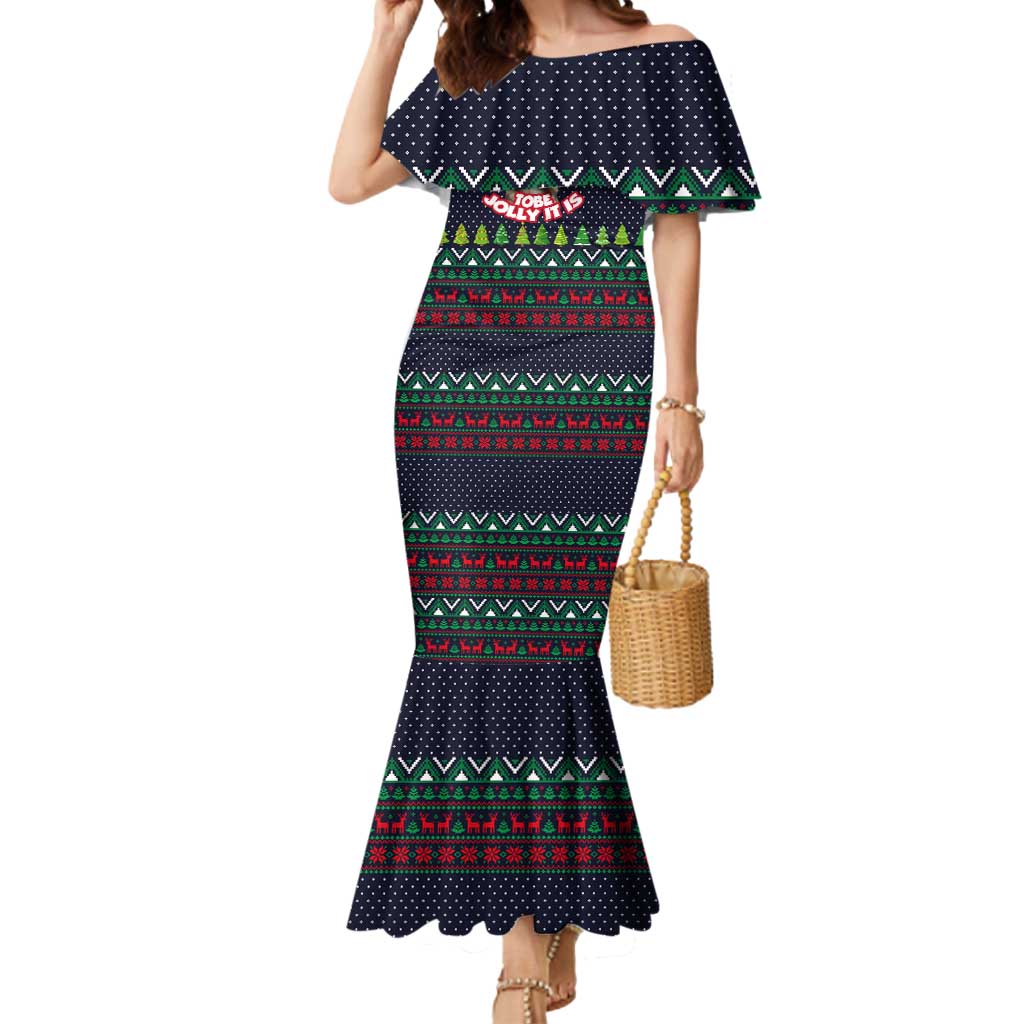 The Season To Be Jolly Siberian Husky Xmas Ball Christmas Mermaid Dress Xmas Holiday Patterns - Wonder Print Shop
