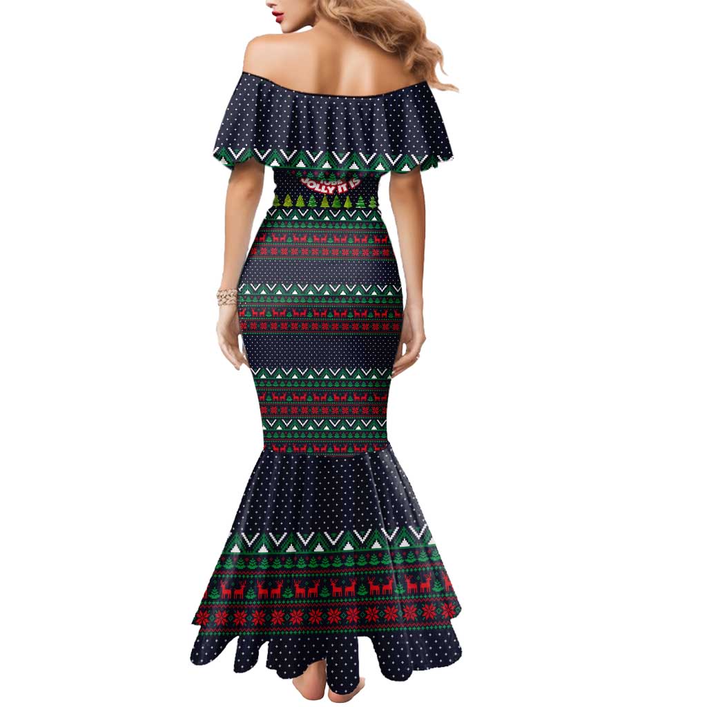 The Season To Be Jolly Siberian Husky Xmas Ball Christmas Mermaid Dress Xmas Holiday Patterns - Wonder Print Shop
