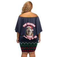 The Season To Be Jolly Siberian Husky Xmas Ball Christmas Off Shoulder Short Dress Xmas Holiday Patterns - Wonder Print Shop