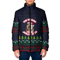 The Season To Be Jolly Siberian Husky Xmas Ball Christmas Padded Jacket Xmas Holiday Patterns - Wonder Print Shop