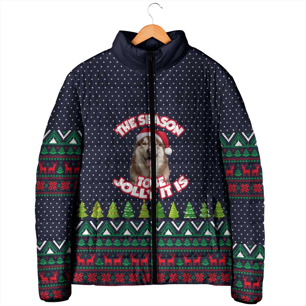 The Season To Be Jolly Siberian Husky Xmas Ball Christmas Padded Jacket Xmas Holiday Patterns - Wonder Print Shop