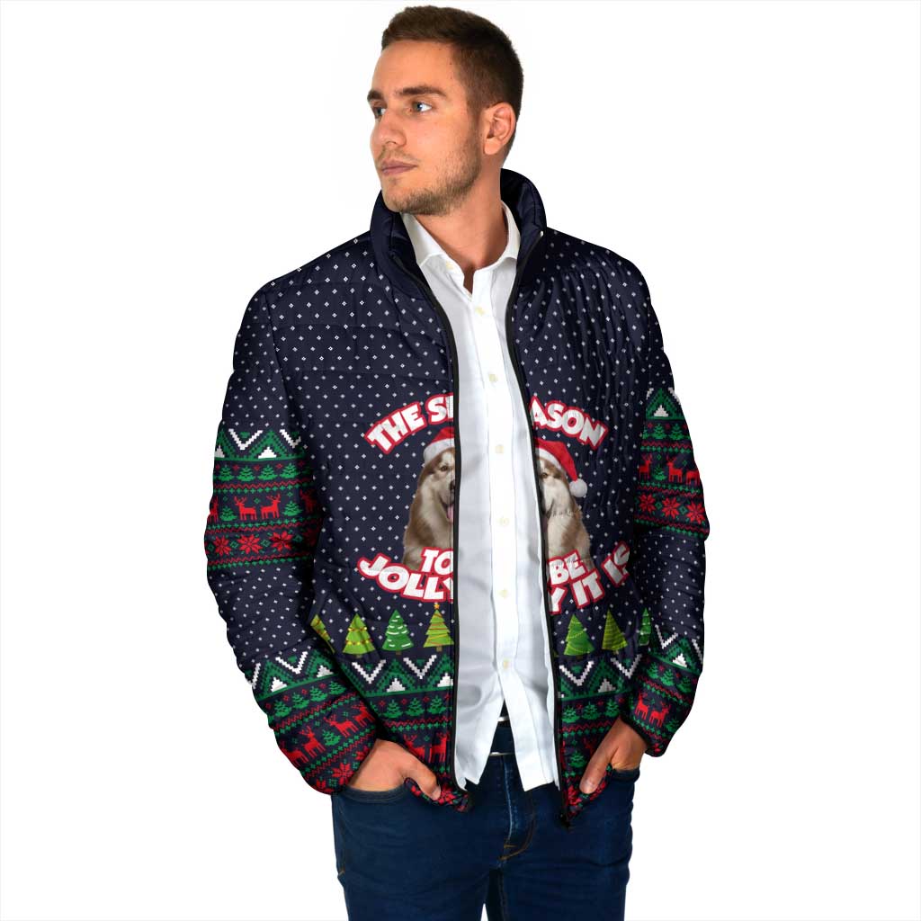 The Season To Be Jolly Siberian Husky Xmas Ball Christmas Padded Jacket Xmas Holiday Patterns - Wonder Print Shop