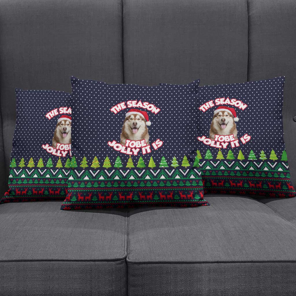 The Season To Be Jolly Siberian Husky Xmas Ball Christmas Pillow Cover Xmas Holiday Patterns - Wonder Print Shop