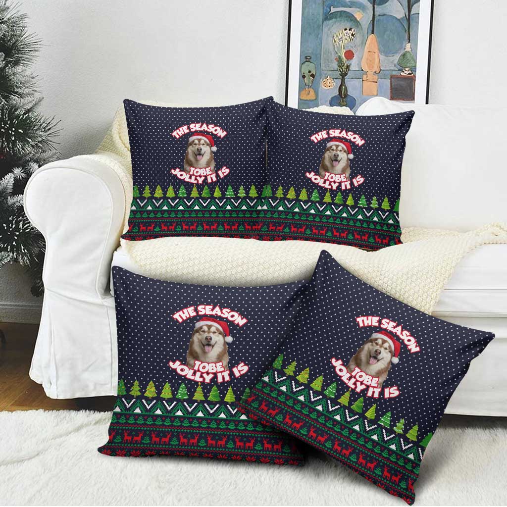 The Season To Be Jolly Siberian Husky Xmas Ball Christmas Pillow Cover Xmas Holiday Patterns - Wonder Print Shop
