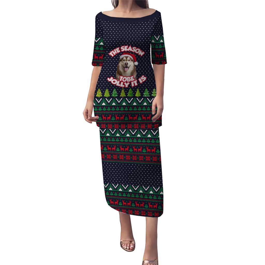 The Season To Be Jolly Siberian Husky Xmas Ball Christmas Puletasi Xmas Holiday Patterns - Wonder Print Shop