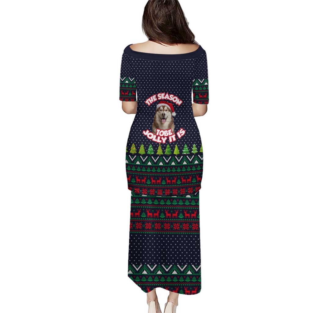 The Season To Be Jolly Siberian Husky Xmas Ball Christmas Puletasi Xmas Holiday Patterns - Wonder Print Shop