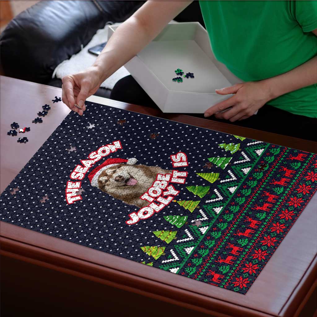 The Season To Be Jolly Siberian Husky Xmas Ball Christmas Puzzle Xmas Holiday Patterns - Wonder Print Shop