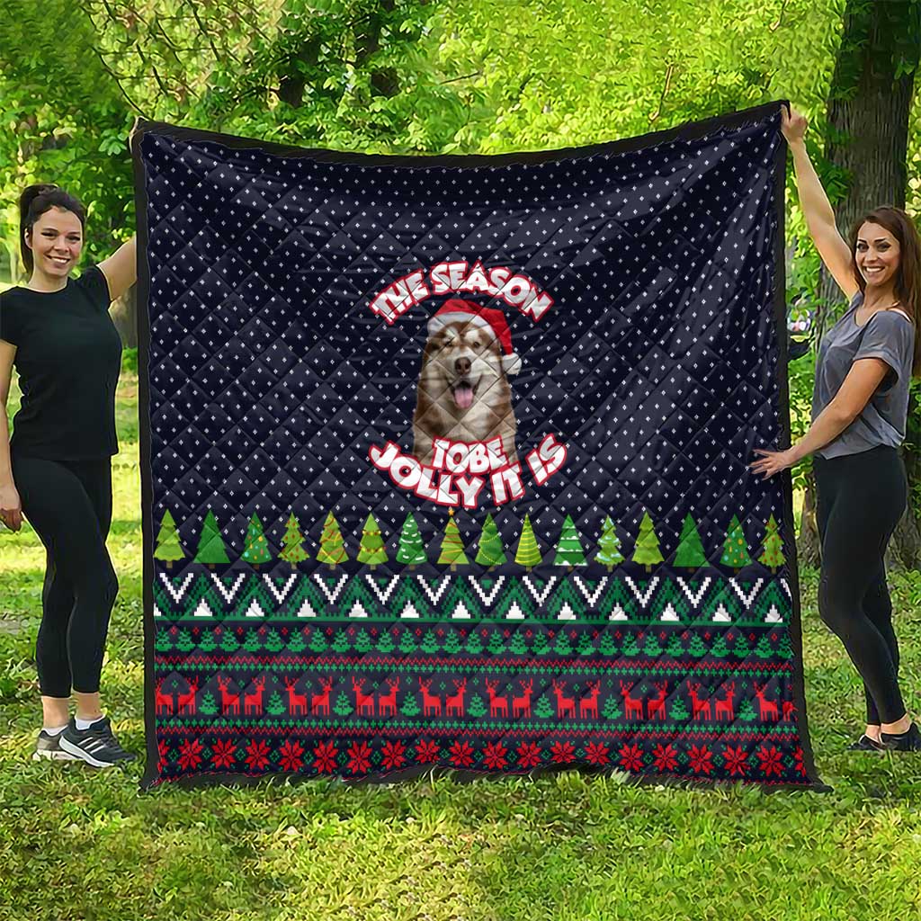 The Season To Be Jolly Siberian Husky Xmas Ball Christmas Quilt Xmas Holiday Patterns - Wonder Print Shop