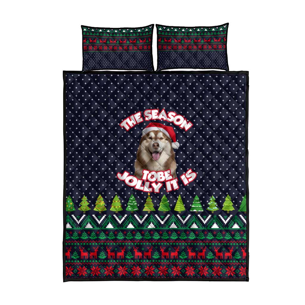 The Season To Be Jolly Siberian Husky Xmas Ball Christmas Quilt Bed Set Xmas Holiday Patterns - Wonder Print Shop
