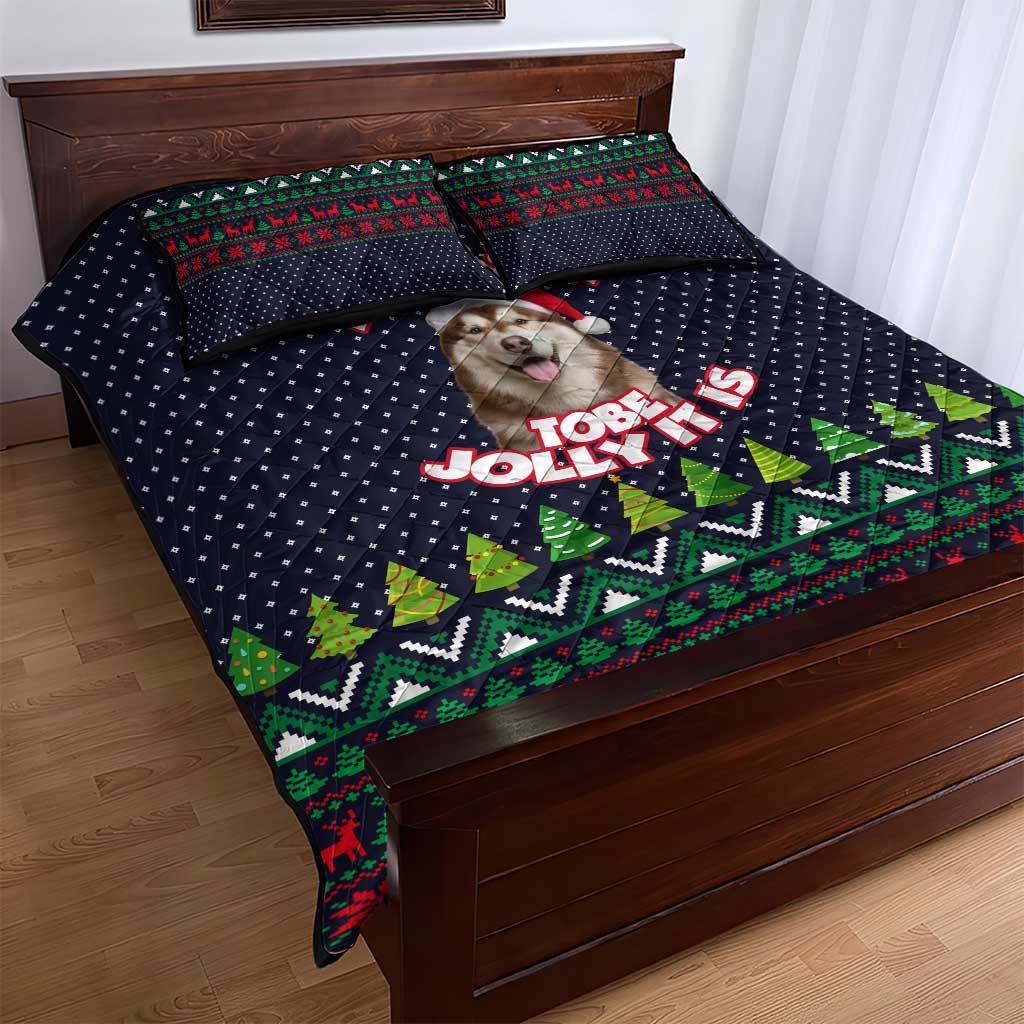 The Season To Be Jolly Siberian Husky Xmas Ball Christmas Quilt Bed Set Xmas Holiday Patterns - Wonder Print Shop