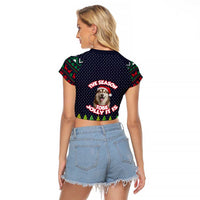 The Season To Be Jolly Siberian Husky Xmas Ball Christmas Raglan Cropped T Shirt Xmas Holiday Patterns - Wonder Print Shop