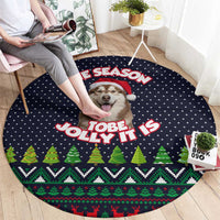 The Season To Be Jolly Siberian Husky Xmas Ball Christmas Round Carpet Xmas Holiday Patterns - Wonder Print Shop