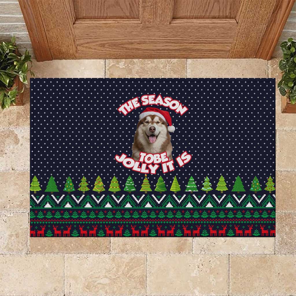 The Season To Be Jolly Siberian Husky Xmas Ball Christmas Rubber Doormat Xmas Holiday Patterns - Wonder Print Shop