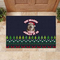 The Season To Be Jolly Siberian Husky Xmas Ball Christmas Rubber Doormat Xmas Holiday Patterns - Wonder Print Shop