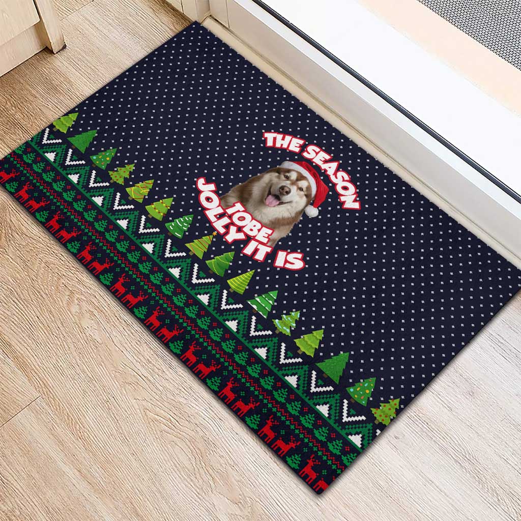 The Season To Be Jolly Siberian Husky Xmas Ball Christmas Rubber Doormat Xmas Holiday Patterns - Wonder Print Shop