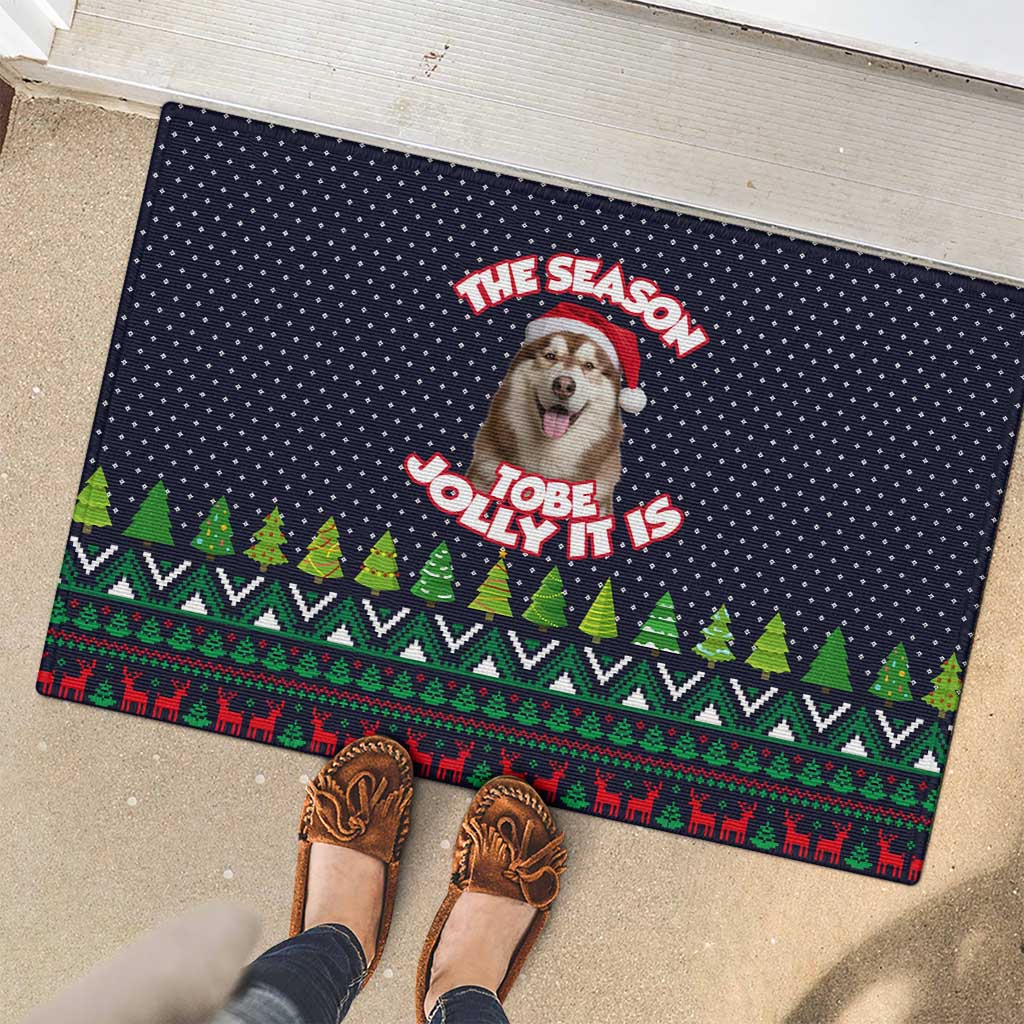 The Season To Be Jolly Siberian Husky Xmas Ball Christmas Rubber Doormat Xmas Holiday Patterns - Wonder Print Shop
