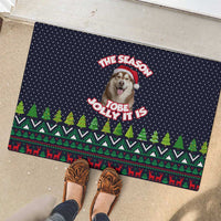The Season To Be Jolly Siberian Husky Xmas Ball Christmas Rubber Doormat Xmas Holiday Patterns - Wonder Print Shop