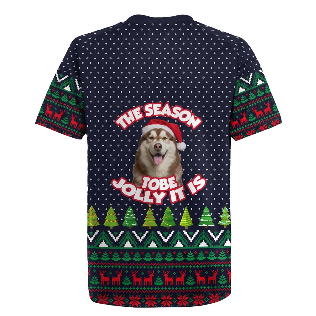 The Season To Be Jolly Siberian Husky Xmas Ball Christmas Rugby Jersey Xmas Holiday Patterns - Wonder Print Shop