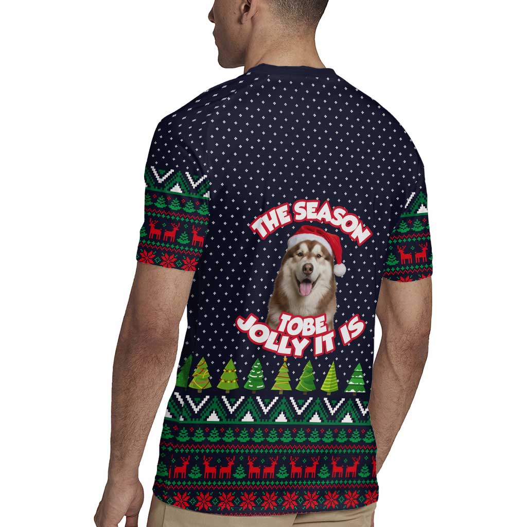 The Season To Be Jolly Siberian Husky Xmas Ball Christmas Rugby Jersey Xmas Holiday Patterns - Wonder Print Shop