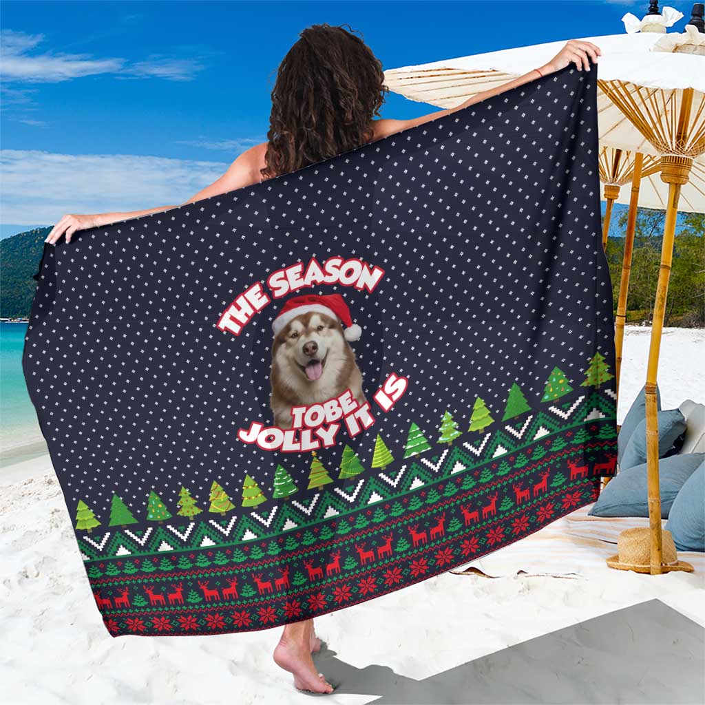 The Season To Be Jolly Siberian Husky Xmas Ball Christmas Sarong Xmas Holiday Patterns - Wonder Print Shop