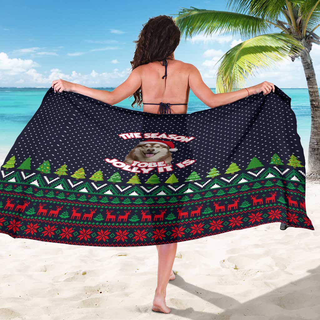 The Season To Be Jolly Siberian Husky Xmas Ball Christmas Sarong Xmas Holiday Patterns - Wonder Print Shop