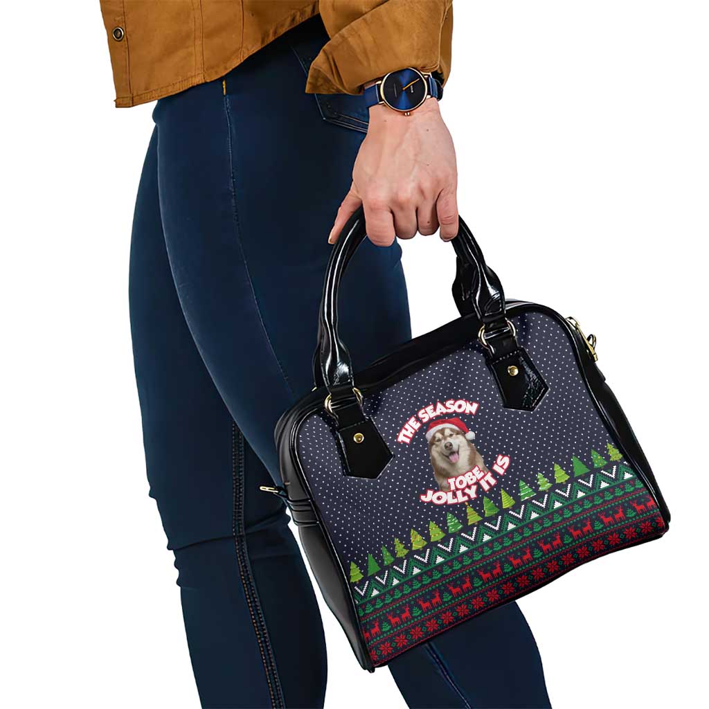 The Season To Be Jolly Siberian Husky Xmas Ball Christmas Shoulder Handbag Xmas Holiday Patterns - Wonder Print Shop