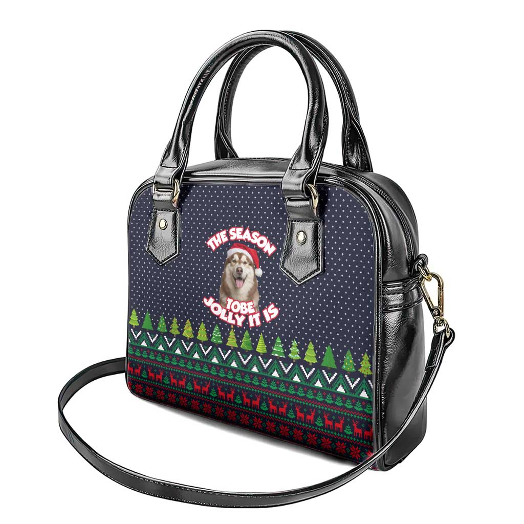 The Season To Be Jolly Siberian Husky Xmas Ball Christmas Shoulder Handbag Xmas Holiday Patterns - Wonder Print Shop