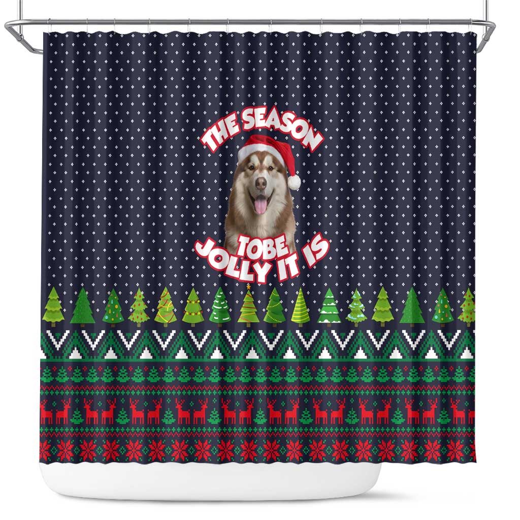 The Season To Be Jolly Siberian Husky Xmas Ball Christmas Shower Curtain Xmas Holiday Patterns - Wonder Print Shop