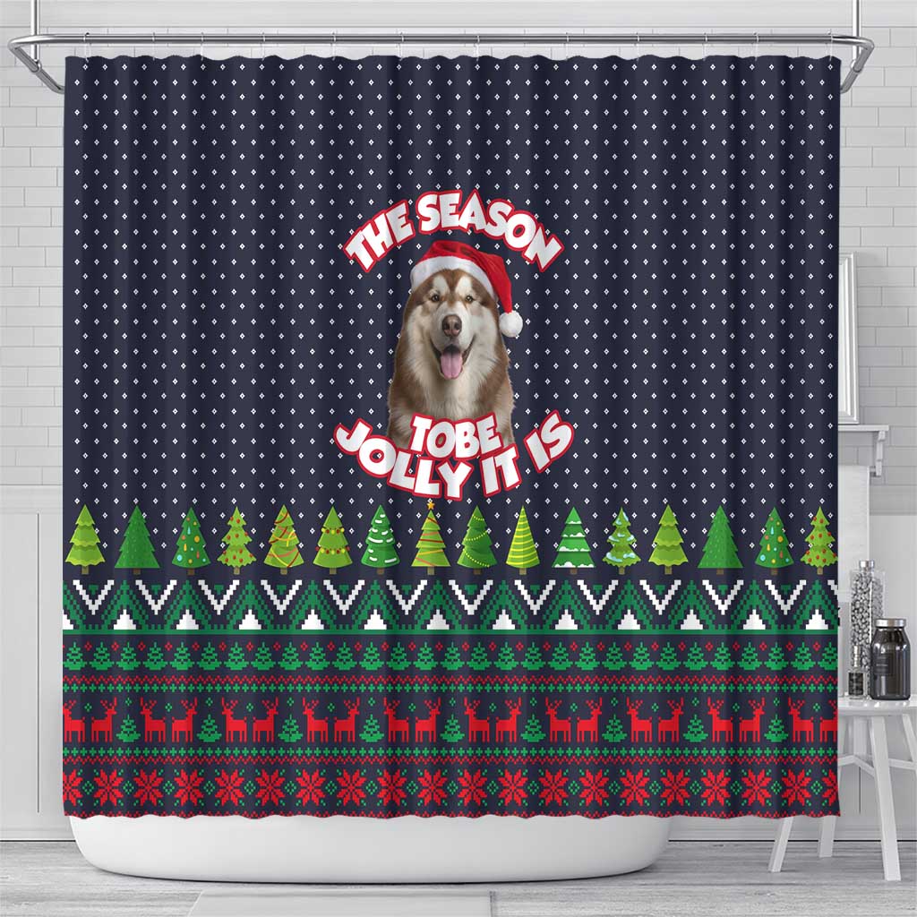 The Season To Be Jolly Siberian Husky Xmas Ball Christmas Shower Curtain Xmas Holiday Patterns - Wonder Print Shop