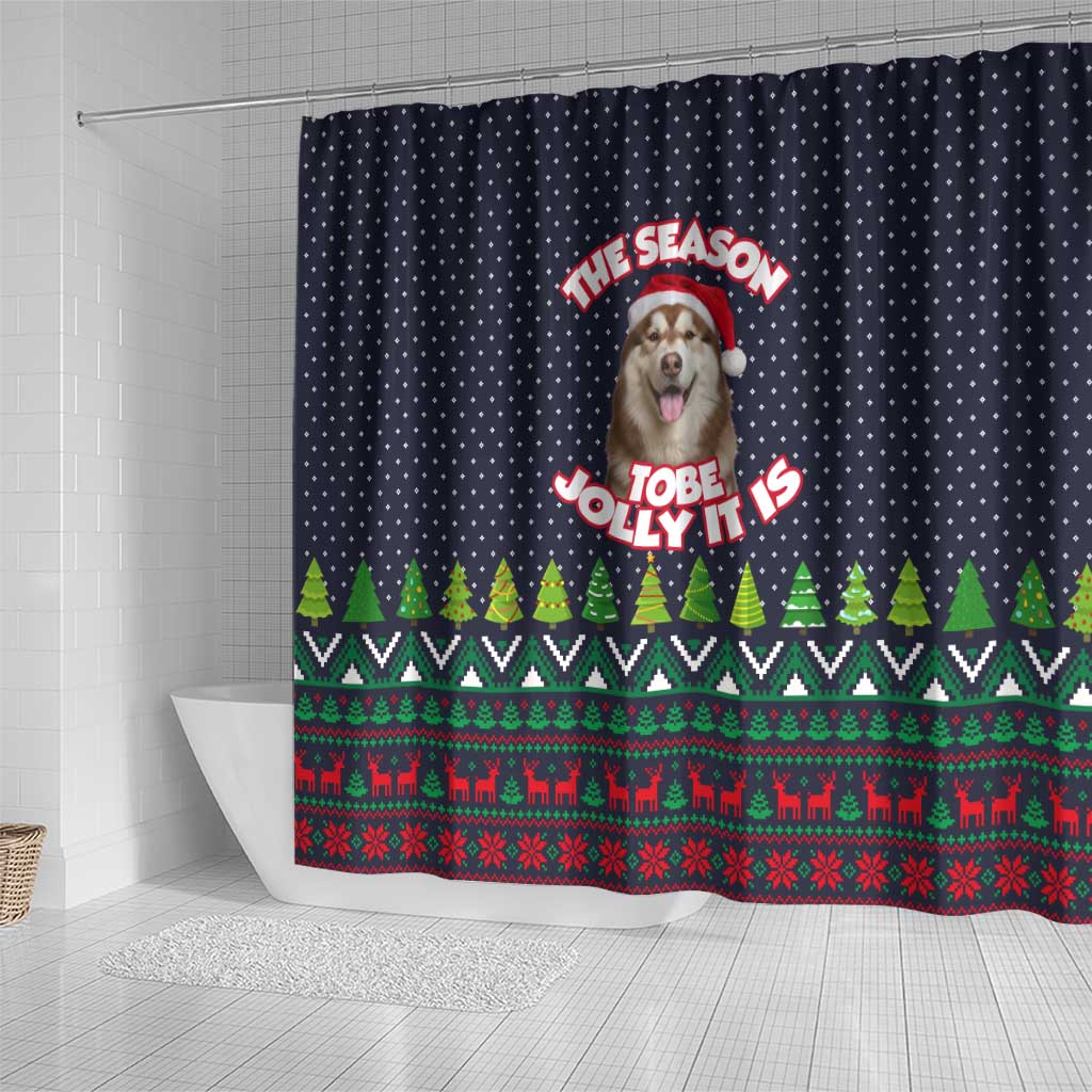 The Season To Be Jolly Siberian Husky Xmas Ball Christmas Shower Curtain Xmas Holiday Patterns - Wonder Print Shop
