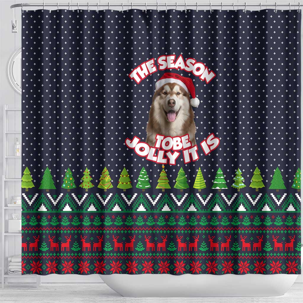 The Season To Be Jolly Siberian Husky Xmas Ball Christmas Shower Curtain Xmas Holiday Patterns - Wonder Print Shop