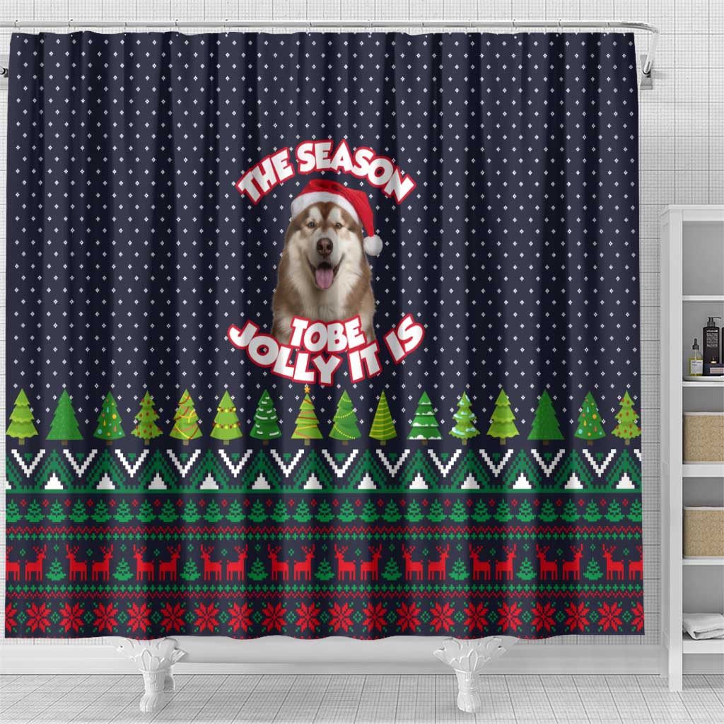 The Season To Be Jolly Siberian Husky Xmas Ball Christmas Shower Curtain Xmas Holiday Patterns - Wonder Print Shop