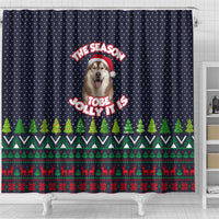 The Season To Be Jolly Siberian Husky Xmas Ball Christmas Shower Curtain Xmas Holiday Patterns - Wonder Print Shop