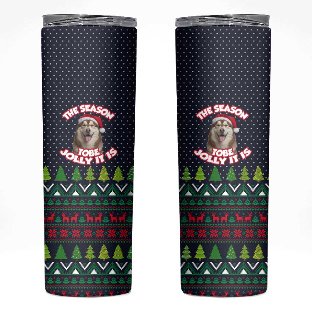 The Season To Be Jolly Siberian Husky Xmas Ball Christmas Skinny Tumbler Xmas Holiday Patterns - Wonder Print Shop