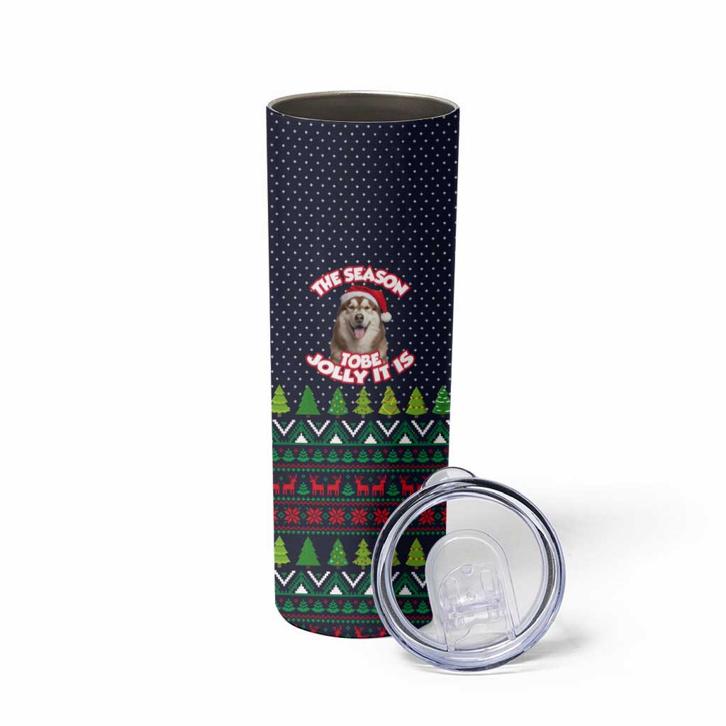 The Season To Be Jolly Siberian Husky Xmas Ball Christmas Skinny Tumbler Xmas Holiday Patterns - Wonder Print Shop