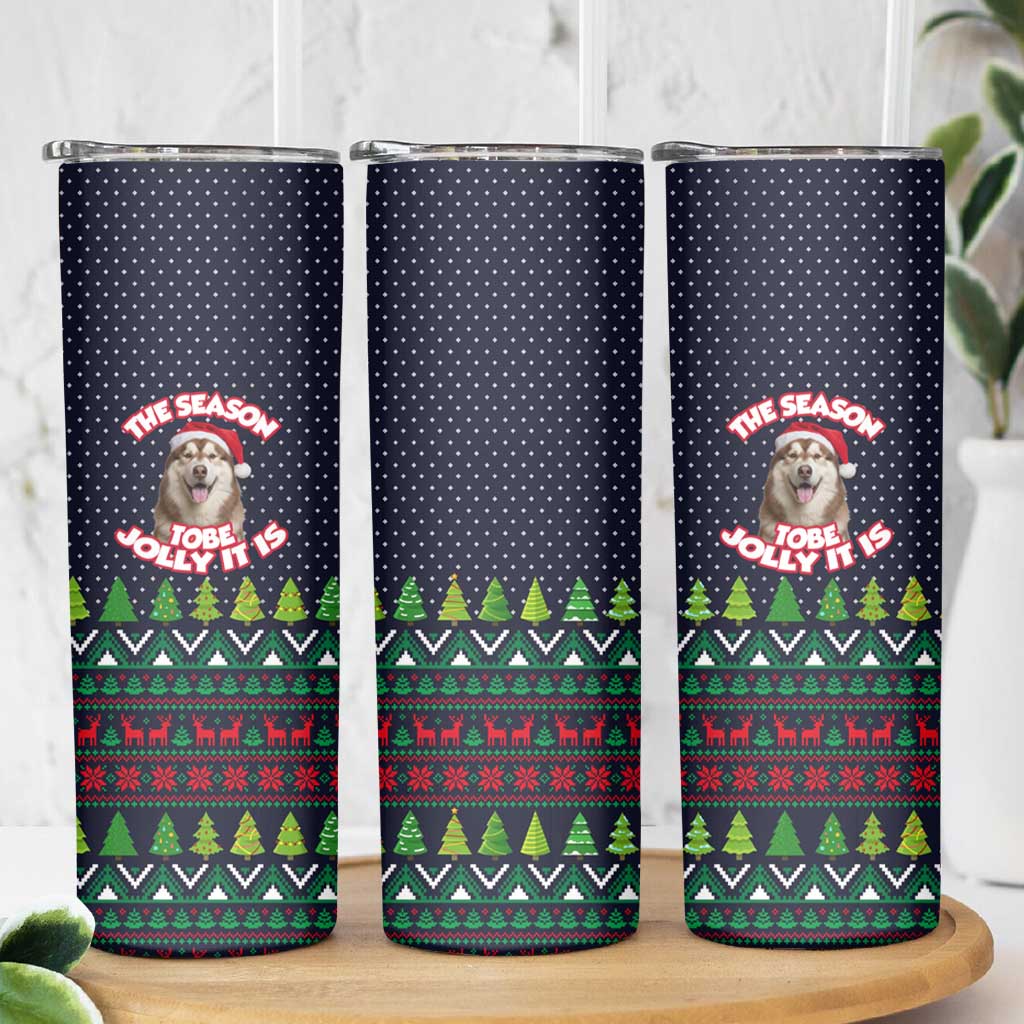The Season To Be Jolly Siberian Husky Xmas Ball Christmas Skinny Tumbler Xmas Holiday Patterns - Wonder Print Shop