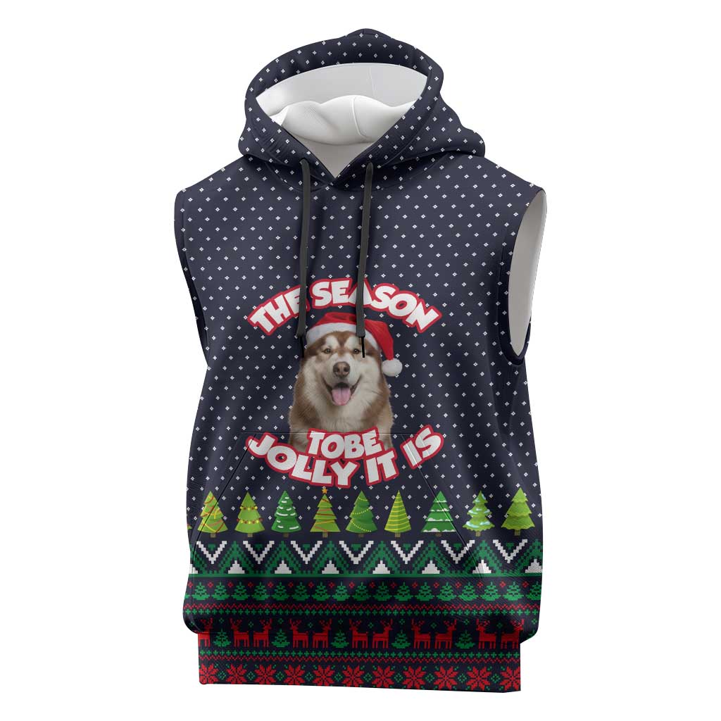 The Season To Be Jolly Siberian Husky Xmas Ball Christmas Sleeveless Hoodie Xmas Holiday Patterns - Wonder Print Shop