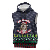 The Season To Be Jolly Siberian Husky Xmas Ball Christmas Sleeveless Hoodie Xmas Holiday Patterns - Wonder Print Shop
