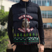The Season To Be Jolly Siberian Husky Xmas Ball Christmas Sleeveless Puffer Jacket Xmas Holiday Patterns - Wonder Print Shop