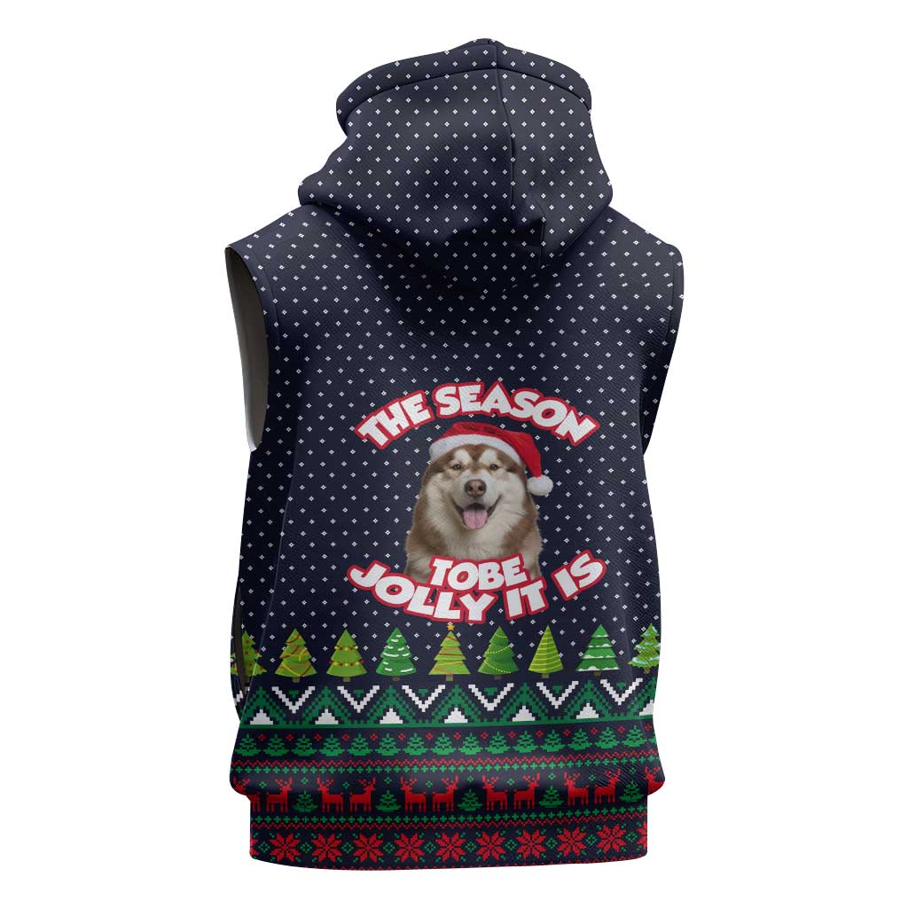The Season To Be Jolly Siberian Husky Xmas Ball Christmas Sleeveless Zip Hoodie Xmas Holiday Patterns - Wonder Print Shop