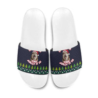 The Season To Be Jolly Siberian Husky Xmas Ball Christmas Slide Sandals Xmas Holiday Patterns - Wonder Print Shop