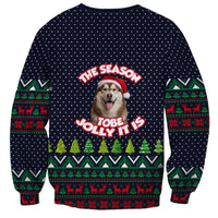 The Season To Be Jolly Siberian Husky Xmas Ball Christmas Sweatshirt Xmas Holiday Patterns - Wonder Print Shop