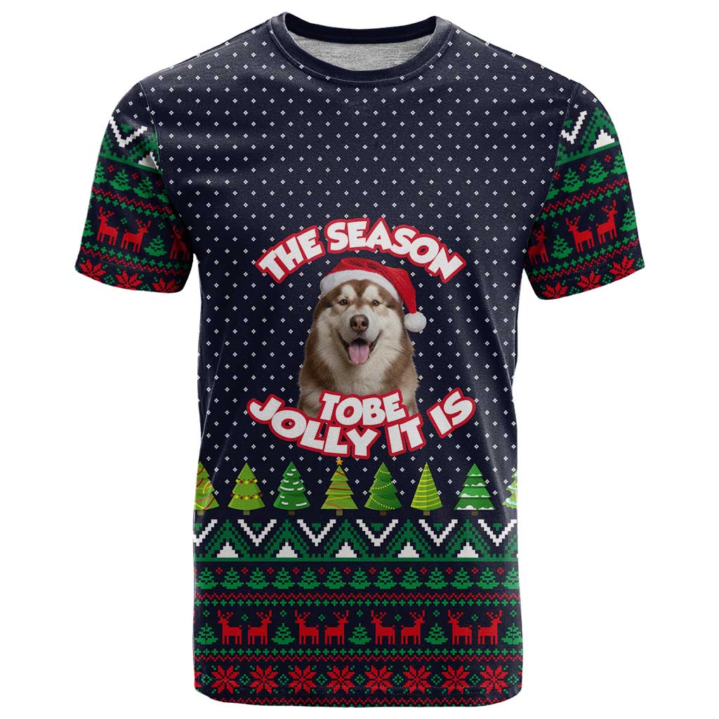 The Season To Be Jolly Siberian Husky Xmas Ball Christmas T Shirt Xmas Holiday Patterns - Wonder Print Shop