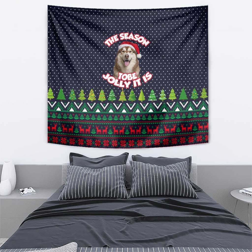 The Season To Be Jolly Siberian Husky Xmas Ball Christmas Tapestry Xmas Holiday Patterns - Wonder Print Shop