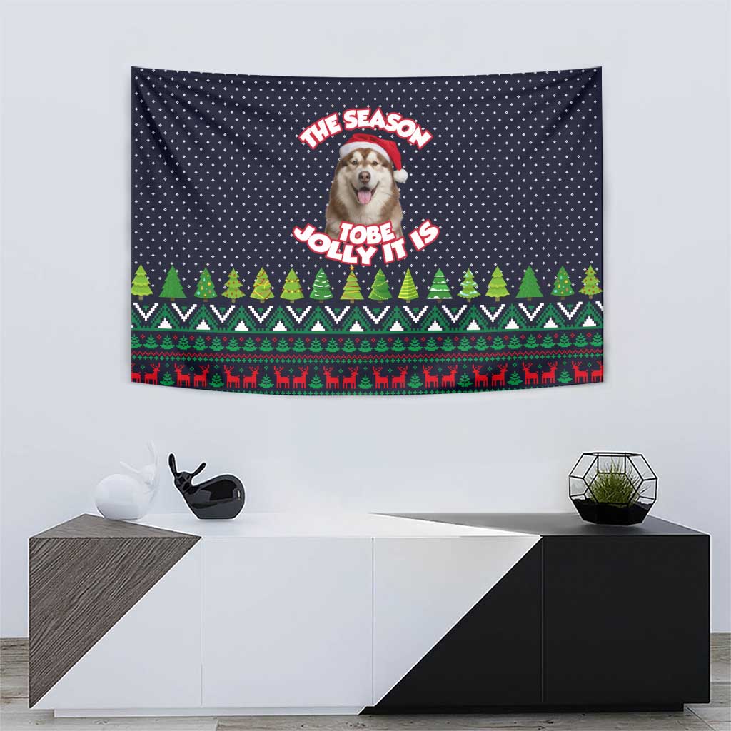 The Season To Be Jolly Siberian Husky Xmas Ball Christmas Tapestry Xmas Holiday Patterns - Wonder Print Shop