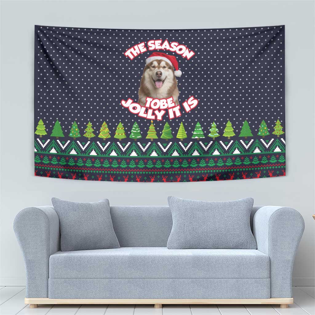 The Season To Be Jolly Siberian Husky Xmas Ball Christmas Tapestry Xmas Holiday Patterns - Wonder Print Shop