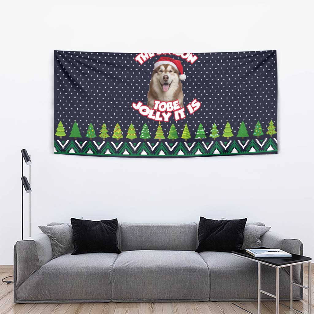 The Season To Be Jolly Siberian Husky Xmas Ball Christmas Tapestry Xmas Holiday Patterns - Wonder Print Shop