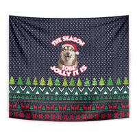 The Season To Be Jolly Siberian Husky Xmas Ball Christmas Tapestry Xmas Holiday Patterns - Wonder Print Shop